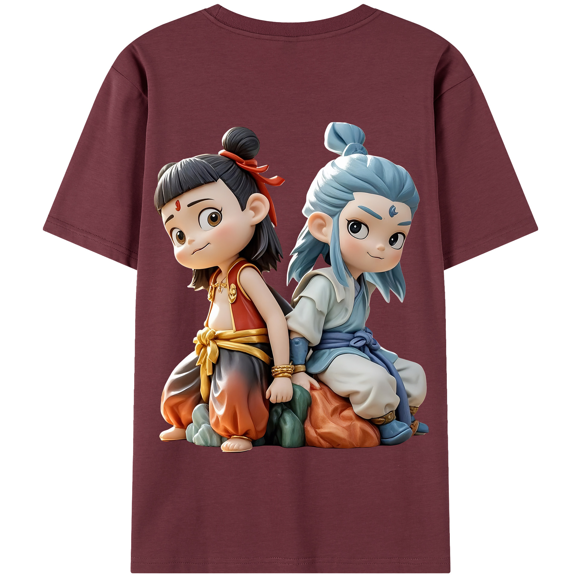 （画像用） Ne Zha 2 ナタ 魔童の大暴れ 綿100％半袖Tシャツ（背面プリント）